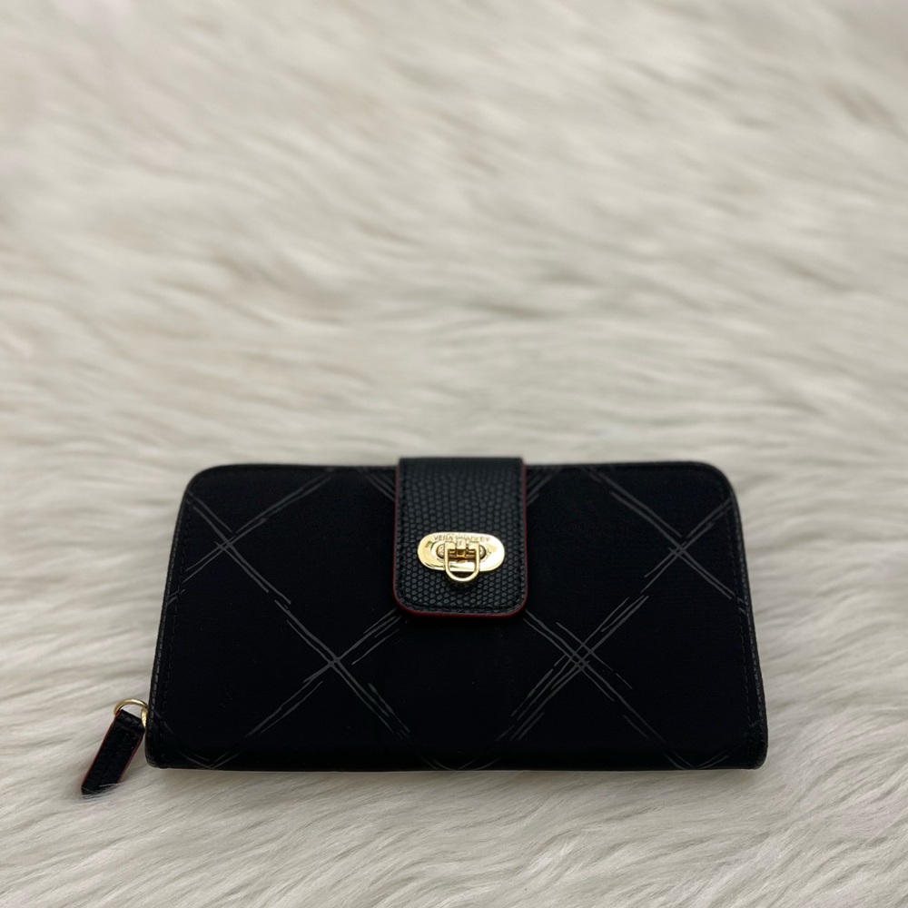 VERA BRADLEY - BLACK NYLON PREPPY POLLY LONG ZIP WALLET - Picture 2 of 10